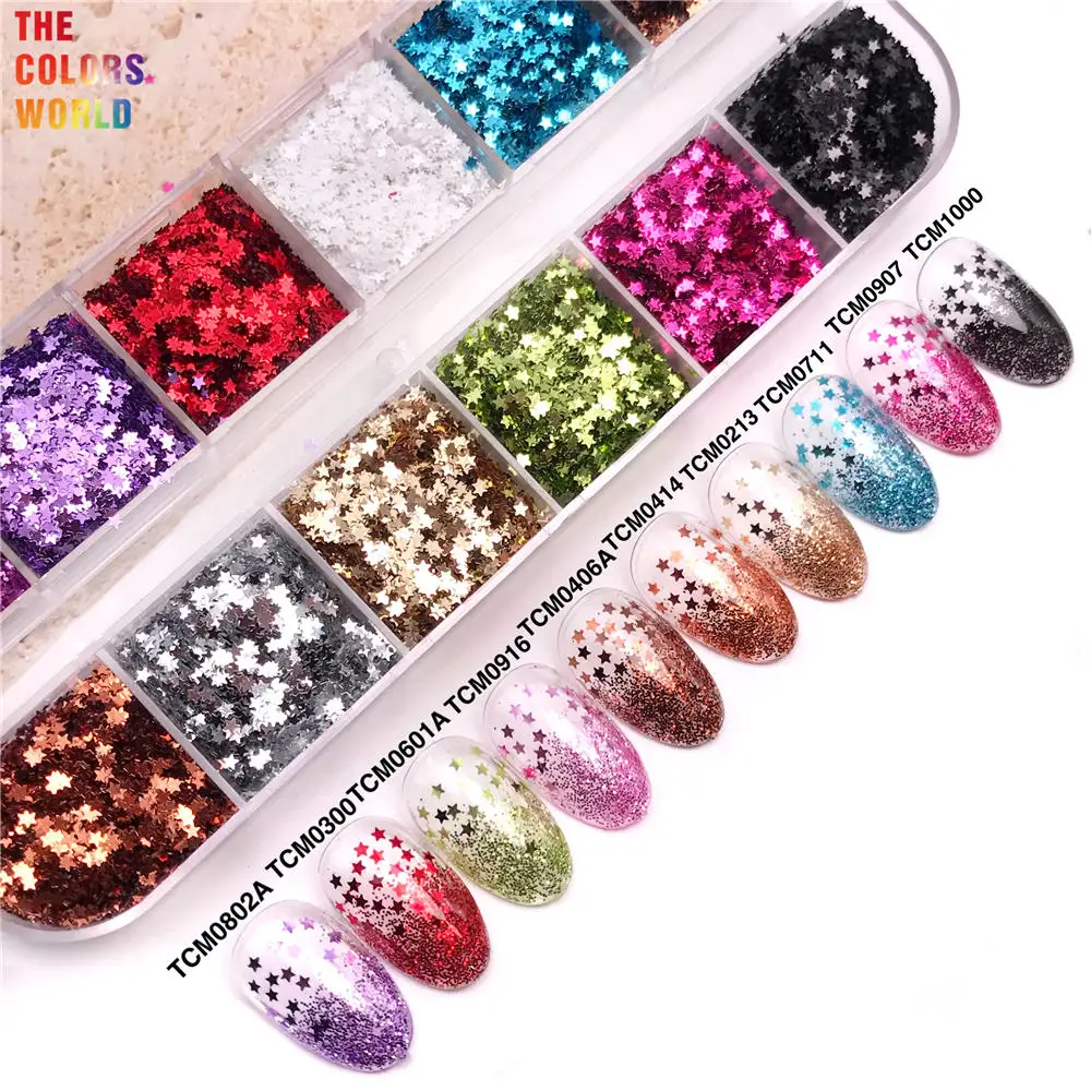 TCT-886 Star Shape Glitter Paillettes di dimensioni più piccole da 1MM per Nail Desgin Summer Polish Charms decorazioni per Nail Art fette di