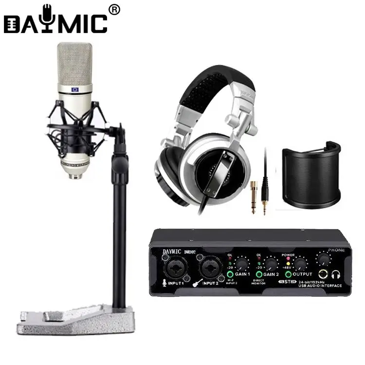 

Professional Studio Audio interface recording Monitor Microphone Headphone home music singing Broadcast Equipment Kit