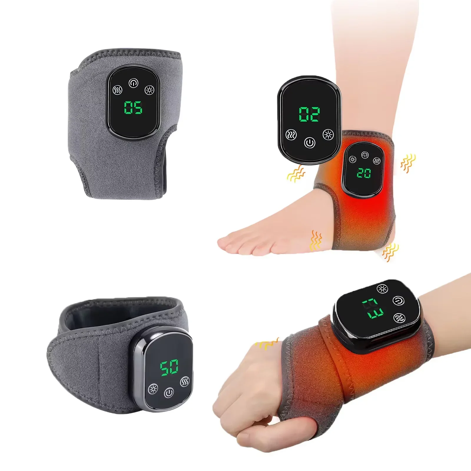 

Electric Ankle Wrist Massager 5-Level Infrared Heating Hot Compress 3 Vibration Modes Fits Left/Right Ankle Hand Brace
