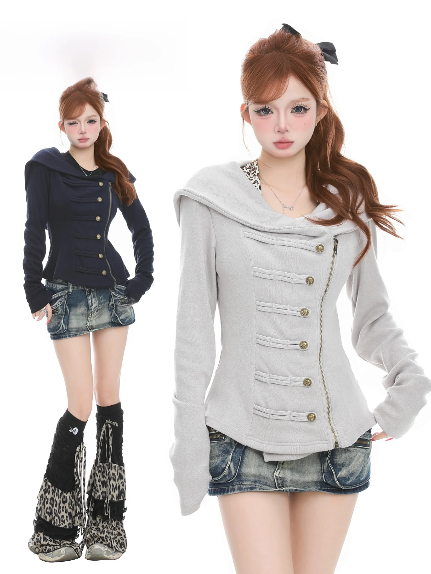 

Женская толстовка-кардиган BASTERDS в американском стиле с металлическими пуговицами, весенняя, приталенная, универсальная верхняя одежда