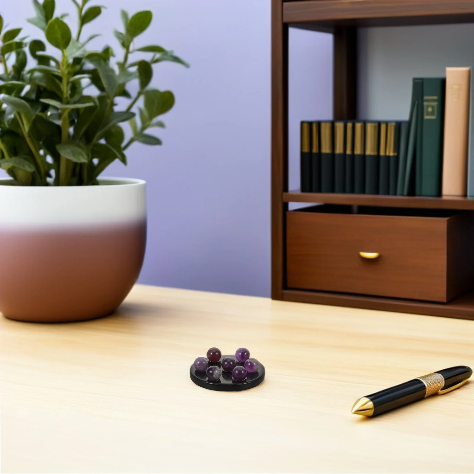 

1 комплект, мини-хрустальный шар, семизвездочный массив, декор фэн-шуй, аметист, сфера, основание обсидиана, настольное украшение для дома