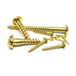 20pcs Solid Wood Screws Brass Round Chamfer Head Slotted Screws Bolt Self Tapping Wood Working Tools Furniture Hardware Fastener