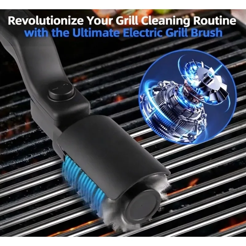 Cordless Electric Grill Brush Rechargeable Angle Adjustable BBQ Cleaning Tool for Outdoor Barbecue Grate Scraper