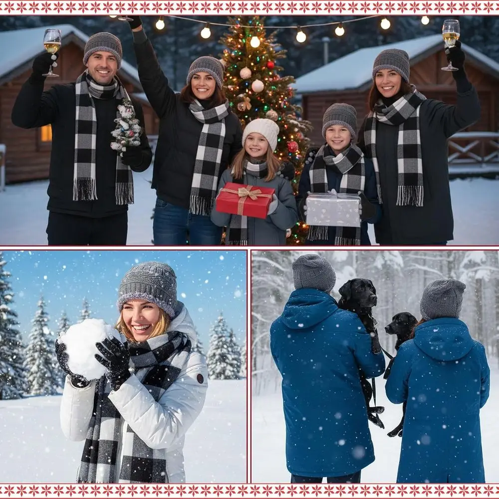 أساسيات الشتاء: مجموعة مكونة من 18 قطعة مع قبعات متماسكة وأوشحة منقوشة وقفازات تعمل باللمس لهدايا العطلات السائبة