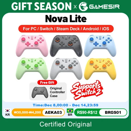 Imagen 1 del producto Gamesir Nova Lite Gamepads PC para Nintendo Switch 2 controlador Switch Steam Android iOS iPhone Control Hall efecto Joystick