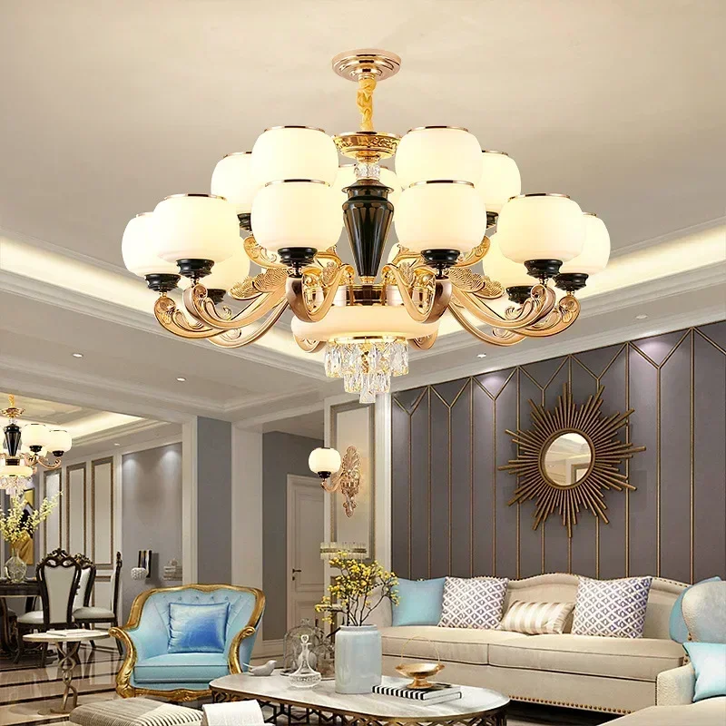 European-Style Dust-Proof Lamp  Living Room Crystal  Simple And Atmospheric Household Duplex Building Restaurant Chandelier