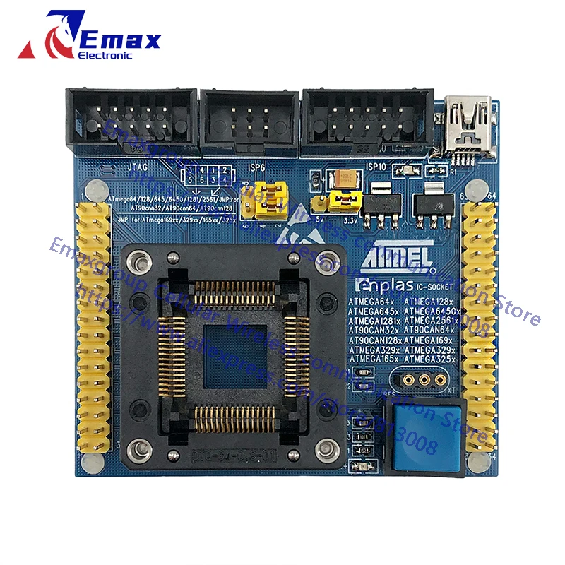 ATmage-QFP64 + ATMEL ISP downloader for 64Pin QFN64 Atmega64 Atmega128 ATmega645 ATmega6450 ATmega1281 Atmega2561 test seat