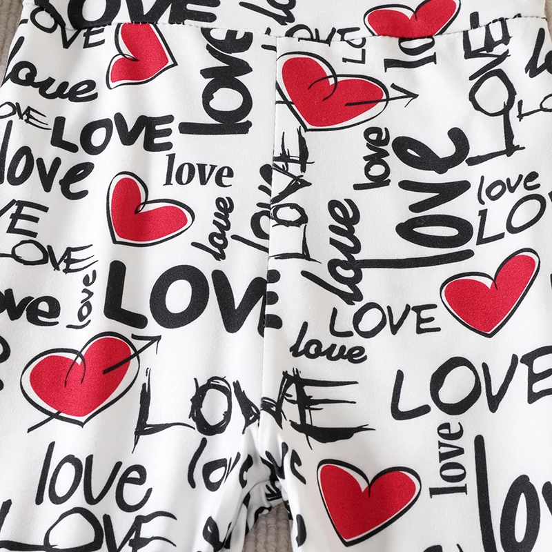

Sweetheart Toddler Girls Rompers with Heart Print Halter Neck Sleeveless Backless Design and Flare Pants for Valentine s Day