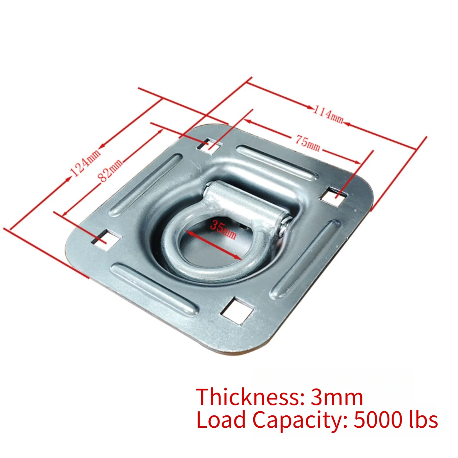 5000 lbs Flush Mount D Ring Anchor Kit Compatible with Enclosed Trailers Box Trucks Utility Trailers Vans and Flatbeds