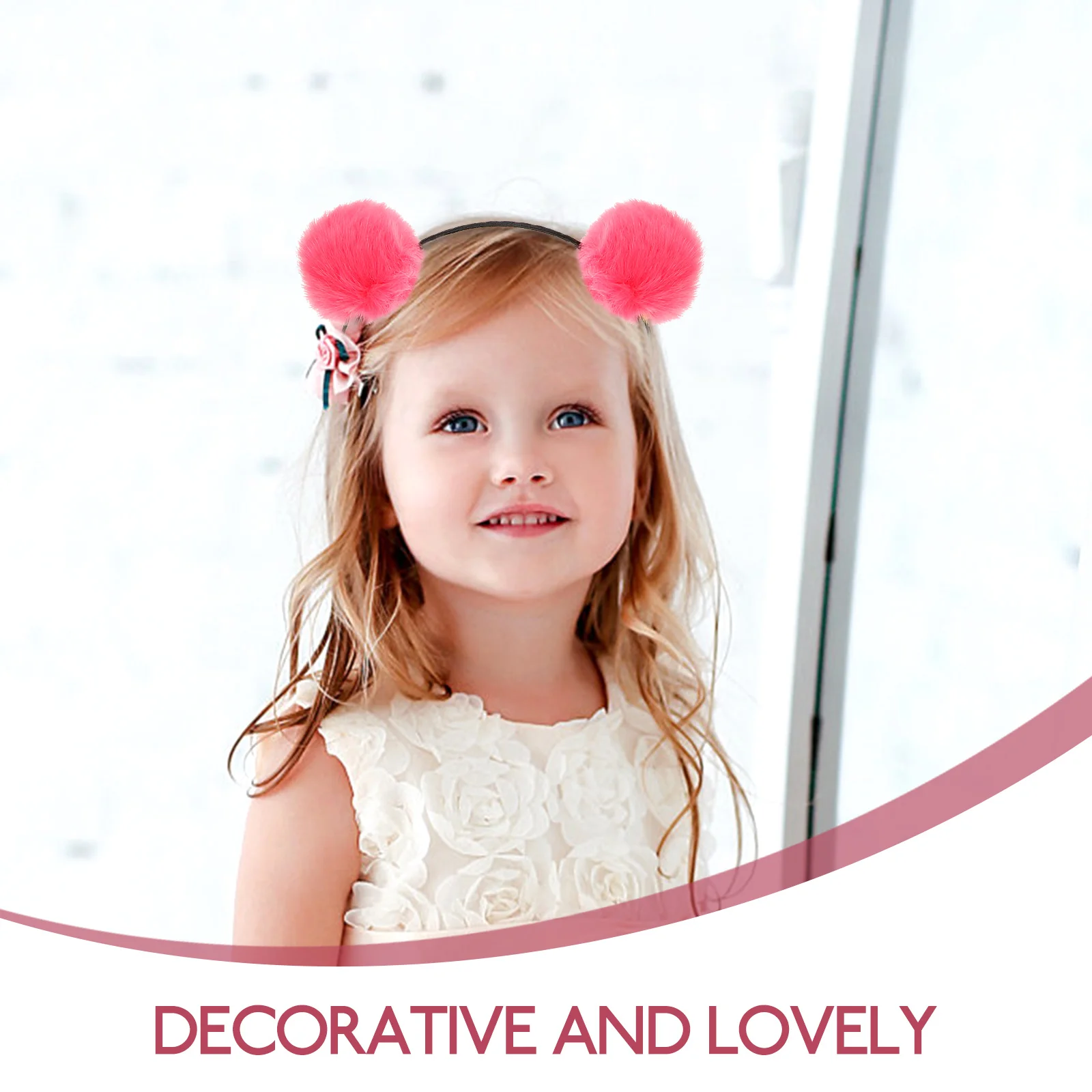 

3 шт. детская повязка на голову с нечеткими помпонами и кошачьими ушками, небесно-голубой, розовый, красный, 15x19x5 см, аксессуары для волос для вечеринки, дня рождения, Рождества, косплея