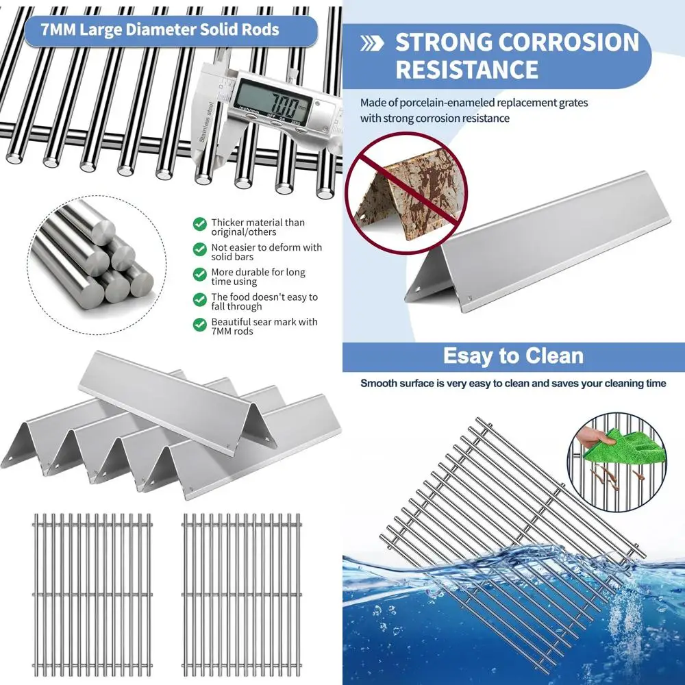 

2-Pack Stainless Steel Grill Grates and 5-Pack Flavorizer Bars for Weber Spirit 300 & II 300 Series Replacement Parts