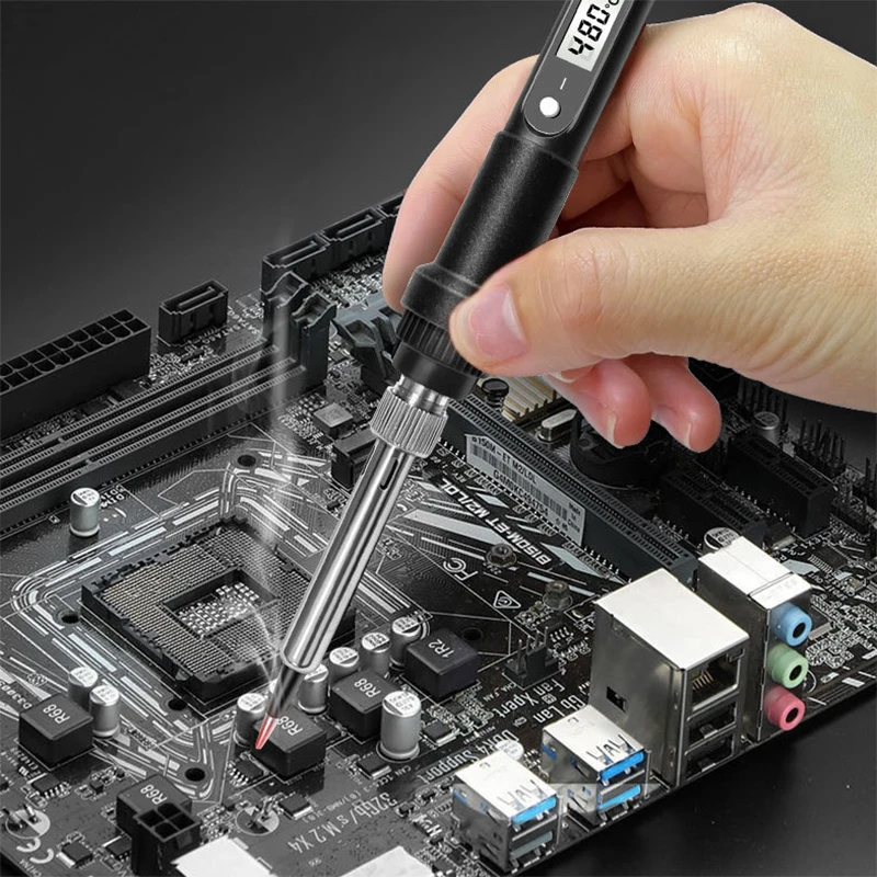 80W Digital Electric Soldering Iron 908S Temperature Adjustable 220V 110V LCD Display Ceramic Heater Welding Repair Tool Kit
