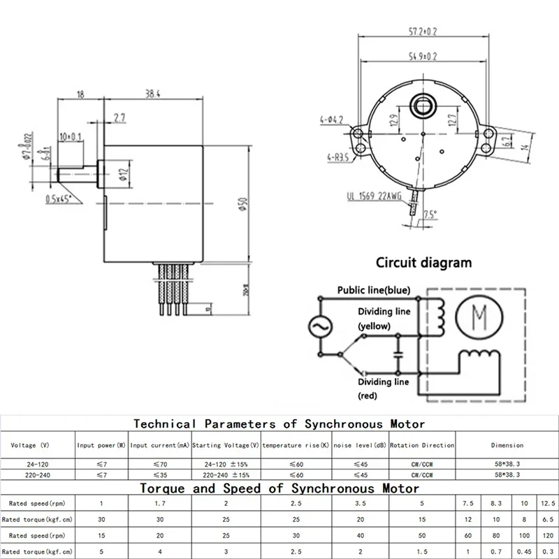 50KTYZ Permanent Magnet Synchronous Motor High Torque 220V AC Motor Forward And Reverse Controllable Geared Speed Reducer Motors