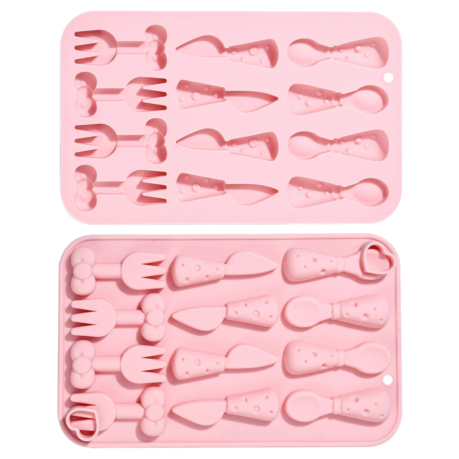 2Pcs Tableware Silicone Molds Knife Fork Spoon Shaped Chocolate Molds for Cake Candy Jelly Decorating DIY Baking Crafts
