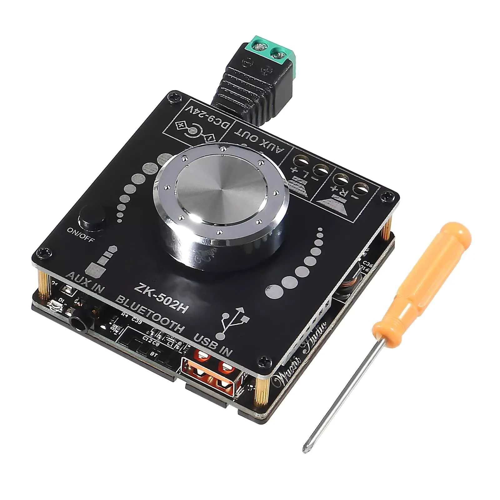 

ZK-502H HIFI 2.0 Digital Power Amplifier Board Kit Bluetooth AUX USB TPA3116D2