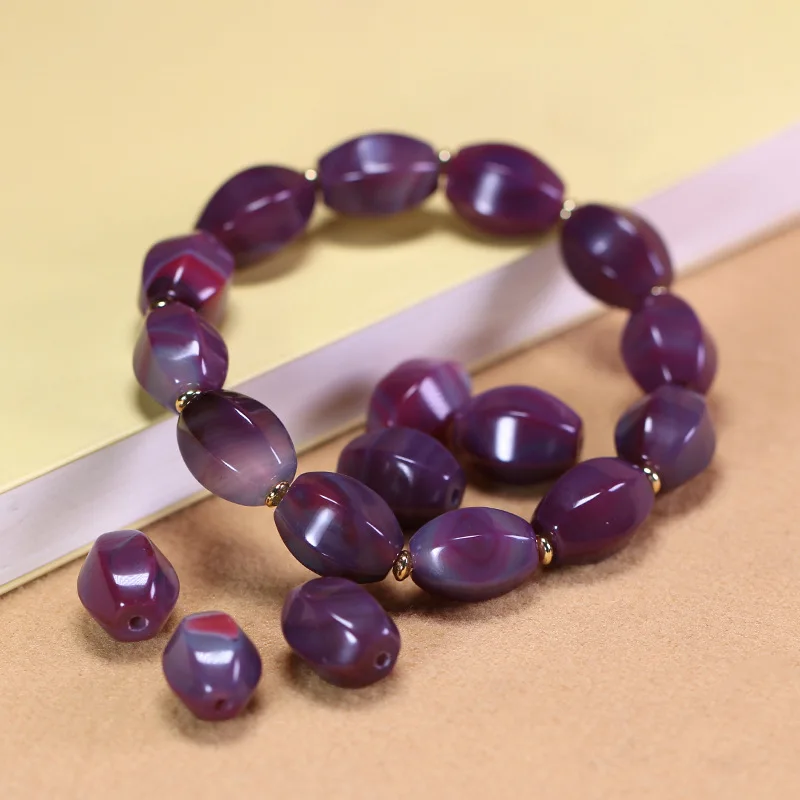 Natural Tang Eight-sided Crystal Purple Aeonin Bracelet for Men and Women