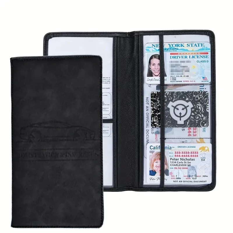 Car Registration & Insurance Card Holder - Bifold Wallet with Slots for Driver’s License, ID Cards, and Passport - Waterproof