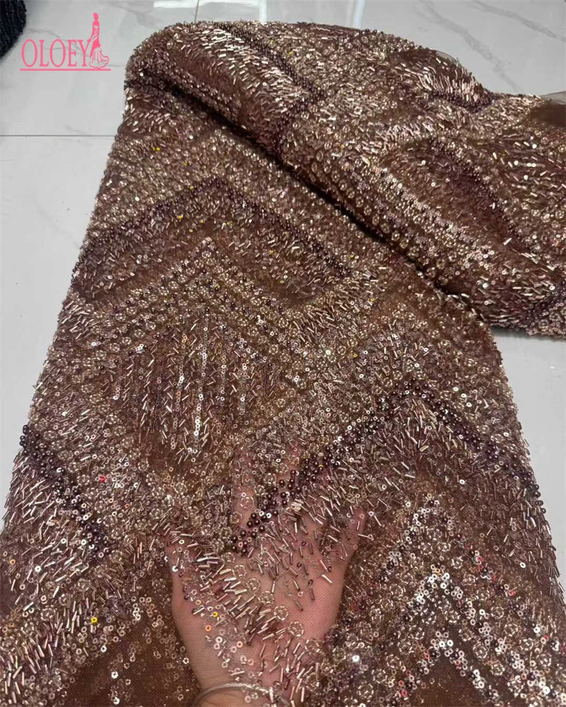 Tessuto africano del pizzo di lusso 2026 Paillettes di alta qualità Perline Tessuti di pizzo per la cerimonia nuziale nigeriana Tessuto di pizzo tulle francese