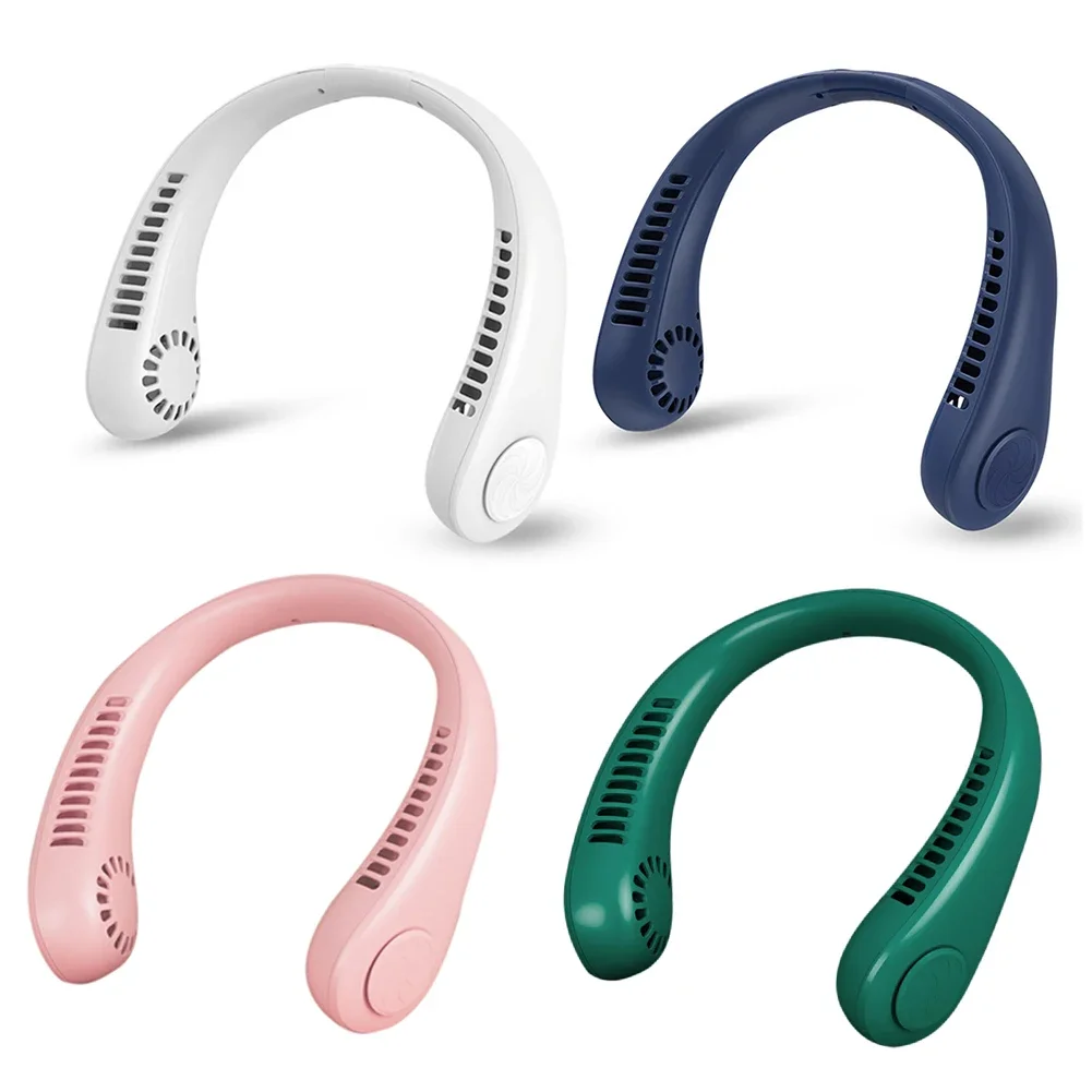 Portable Mini Neck Fan Portable Bladeless Fan USB Rechargeable Leafless Hanging Air Cooler Cooling Wearable Neckband Ventilator