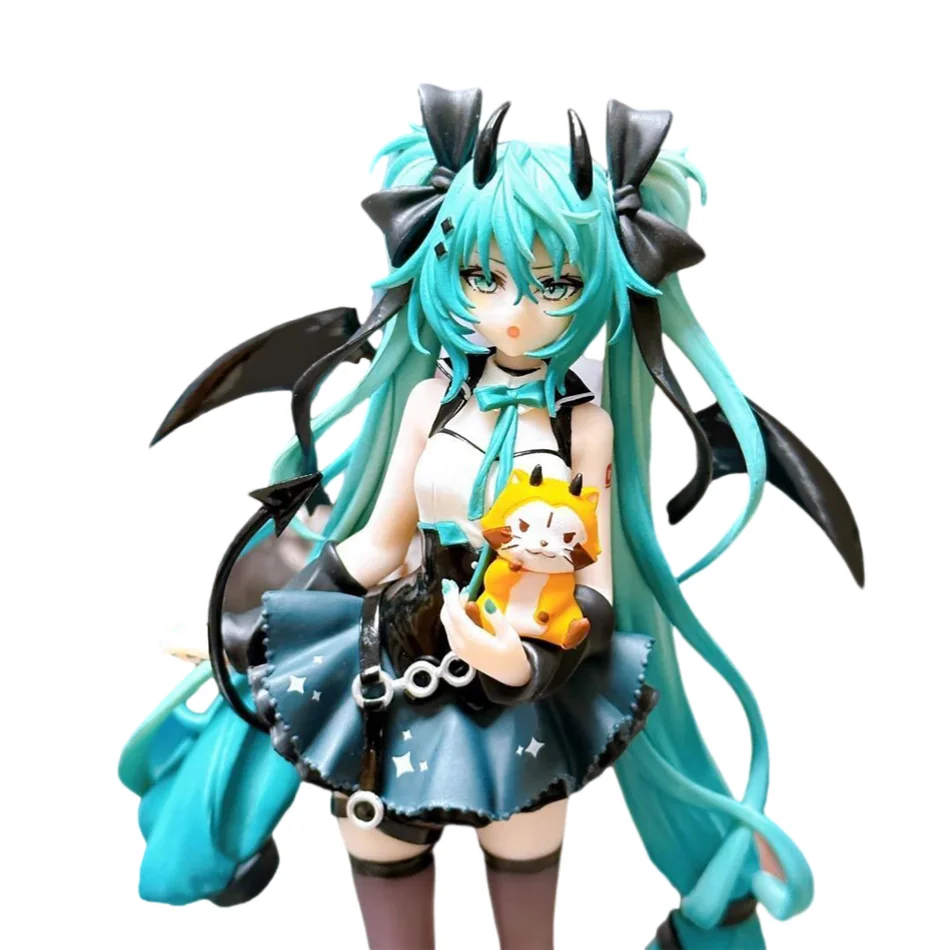 Anime Little Devil Hatsune Miku Handgemachter kleiner Waschbär Chuyin Dark Angel Handgefertigtes PVC-Modell Animationsperipherie