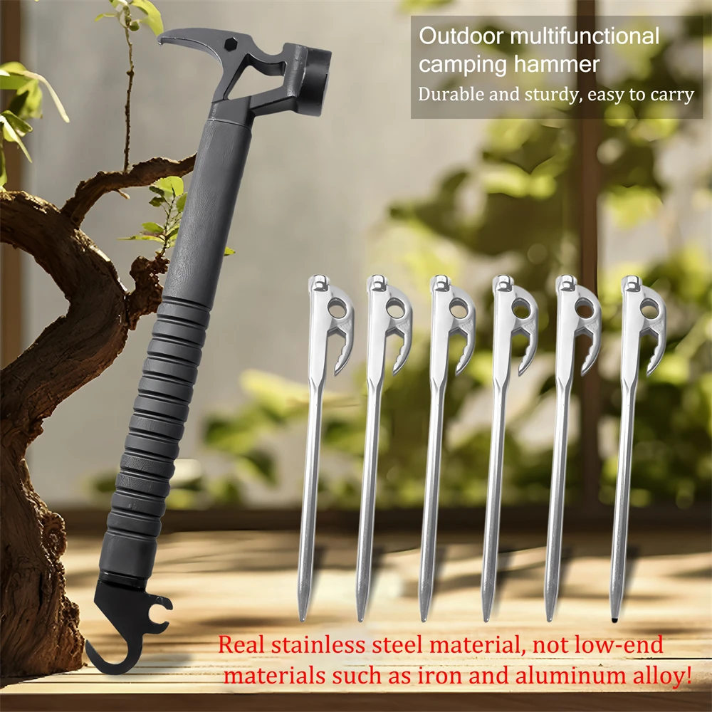 1/6/7PCS, Outdoor Multifunctional Hammer Hammer Hand Tool Fire Rescue Tool Outdoor Survival Tactical Axes Outdoor Tools