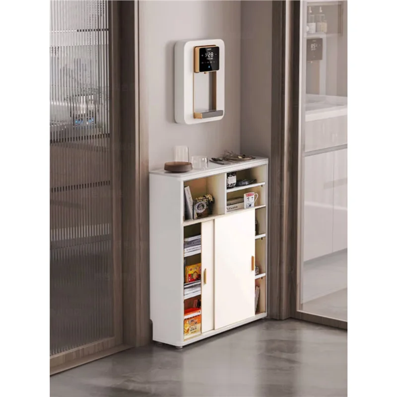Sliding door Ultra-thin dining side cabinet 20cm sliding door Extremely narrow kitchen side cabinet 25cm Tea cabinet Rock slab w
