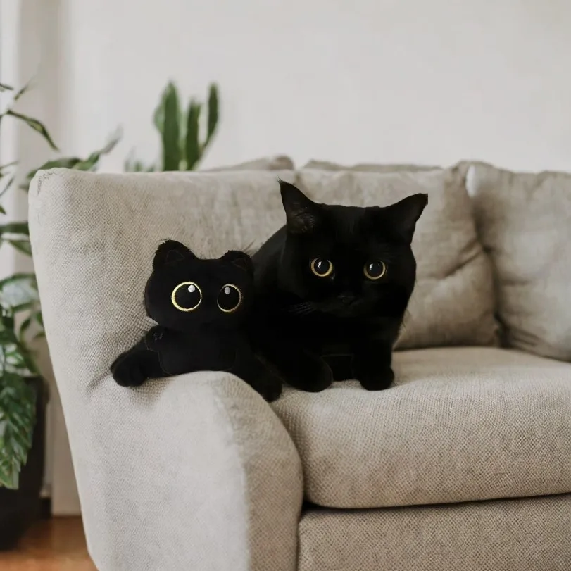 

10cm Cute Black Cat plush toy Doll Small Pendant Cuddly Pillow Cushion Ins Black Cat Plush Toy Doll for Boy Girl Brithday Gifts