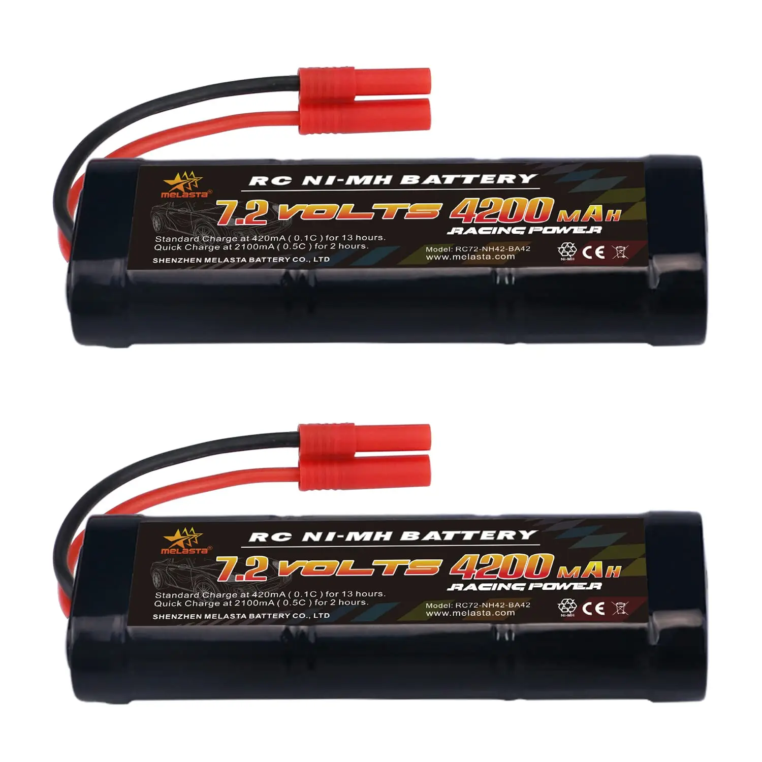 

Melasta NiMH RC Battery Packs 7.2V 5000mAh/4200mAh/3600mAh with Banana Connector Compatible for Redcat Racing Vehicles