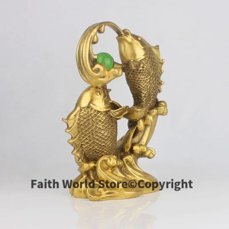 LARGE # office home Company shop store efficacious Fortune Money Drawing mascot GOOD LUCK Goldfish NIAN NIAN YOU YU brass statue