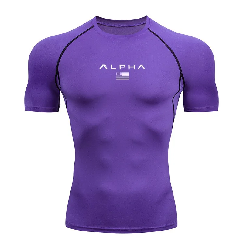 2026 New Men's ALPHA Compression Workout T-Shirt | Quick Dry Muscle Fit Athletic Tee for Gym & Bodybuilding