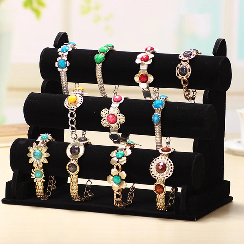 Three-Layer Flannel Bracelet Bracelet Stand Watch Stand Jewelry Display Stand Removable Beige