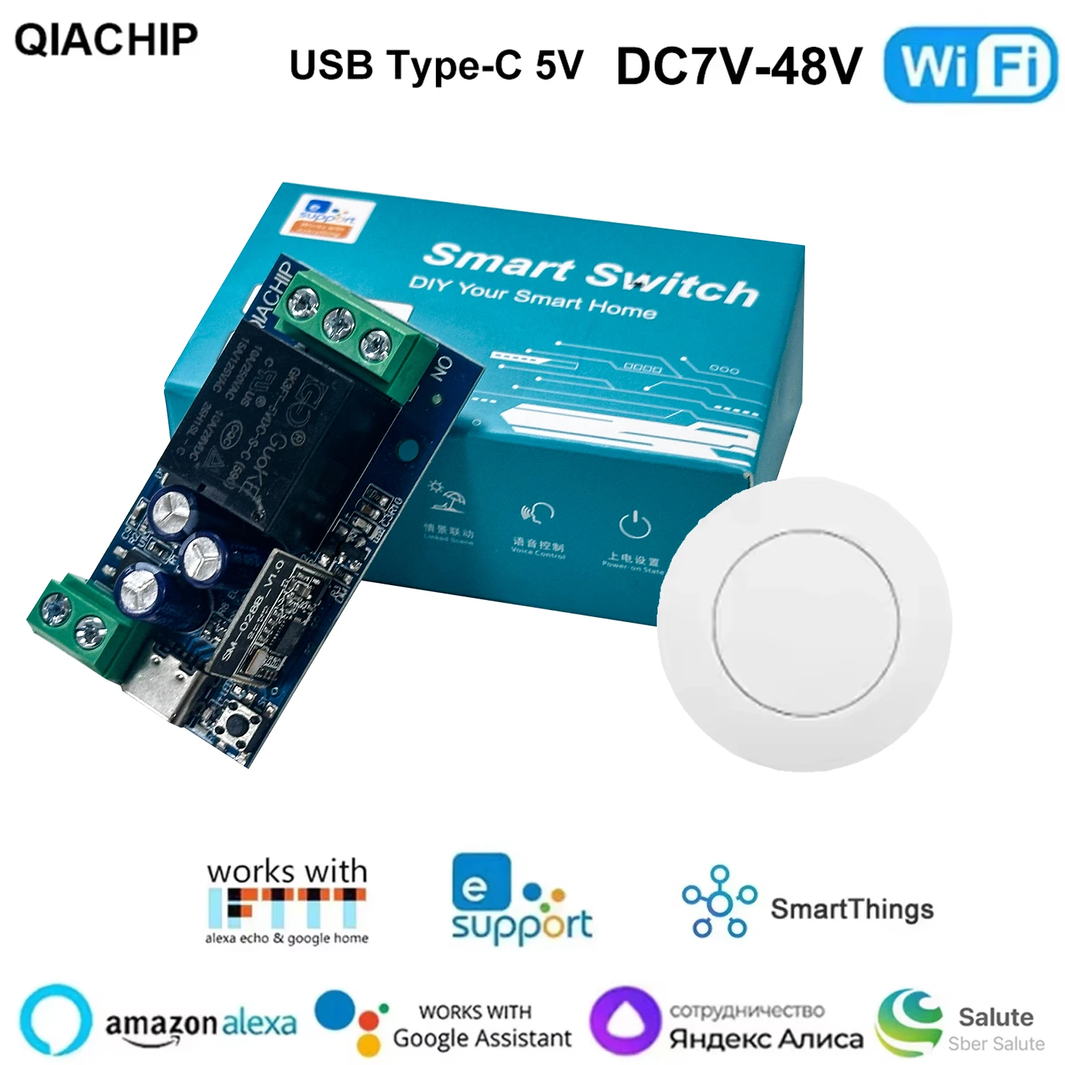 

EweLink WiFi Smart Switch Wireless Remote Control Relay DC 5V 12V 24V 48V 10A Timing Voice Control For Alexa Googole Home