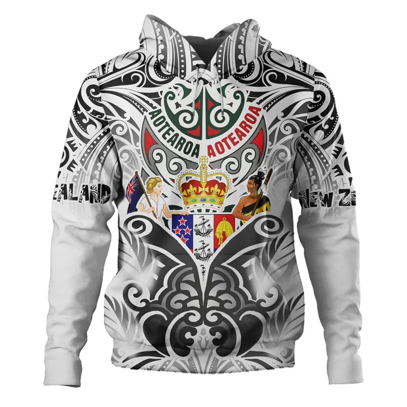 3D Printed Maori New Zealand Hoodie Men's Harajuku Long Sleeve Pullover Sweatshirt Vintage Street Sports Autumn Hoodies Coat