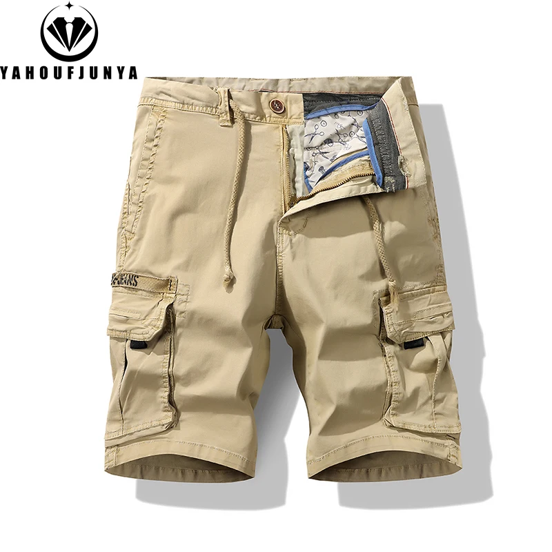 2024 New Men Summer Cargo Straight Solid Color Cotton Shorts Men Outdoor Leisure Joggers Fashion High-Quality Design Short Male