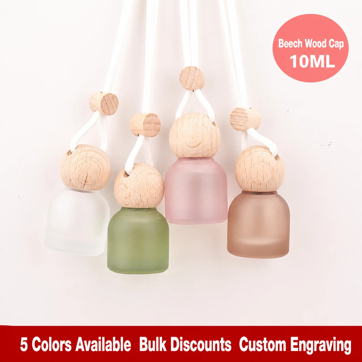 Glass Beech Aromatherapy Bottle Adjustable Frosted Glass Pendant Car Air Freshener Compact Car Diffuser Bottle For Small Spaces