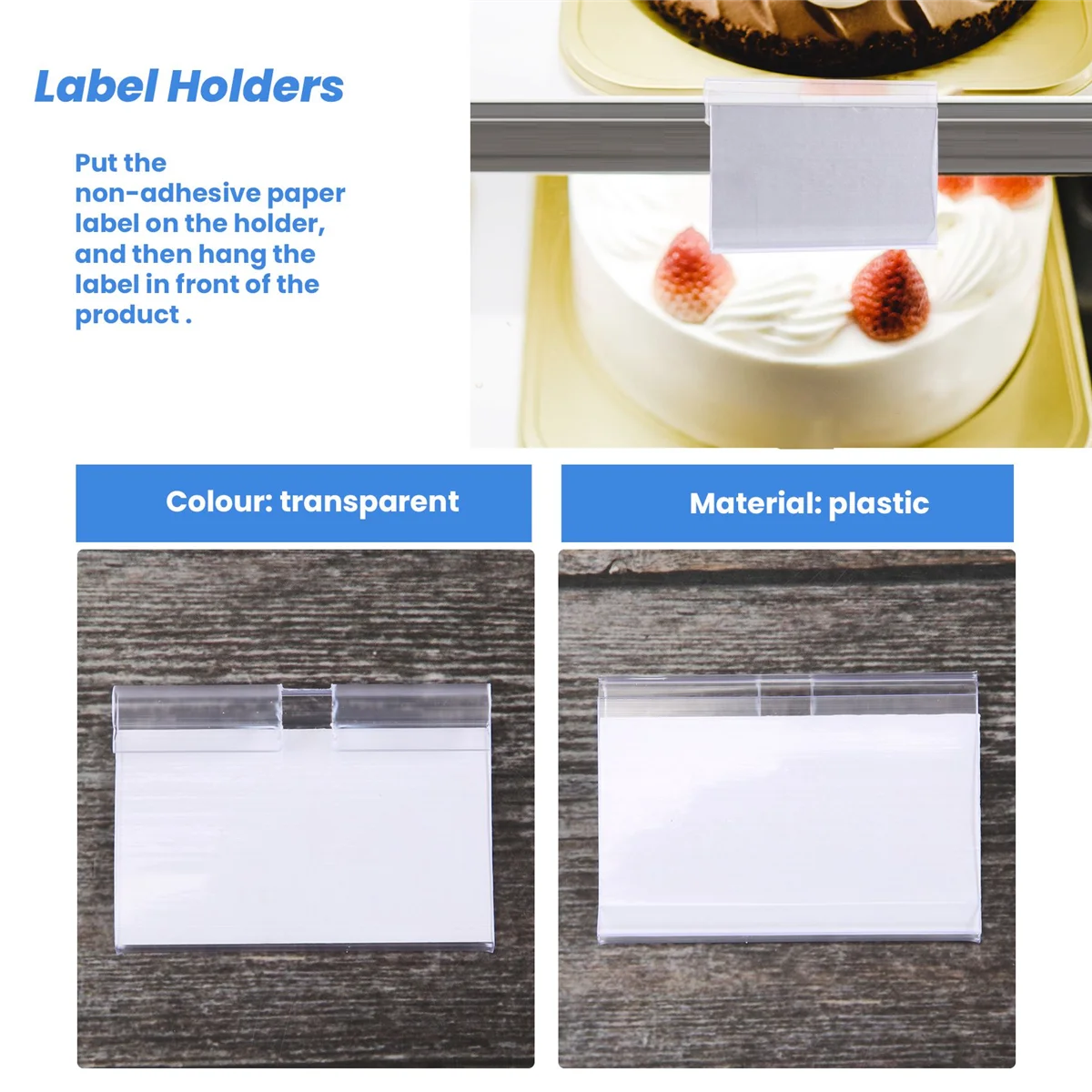 50Pcs Clear Plastic Label Holder Price Tag, Shelf Label Clip Removable Label Holder for Storage Bins Basket Labels