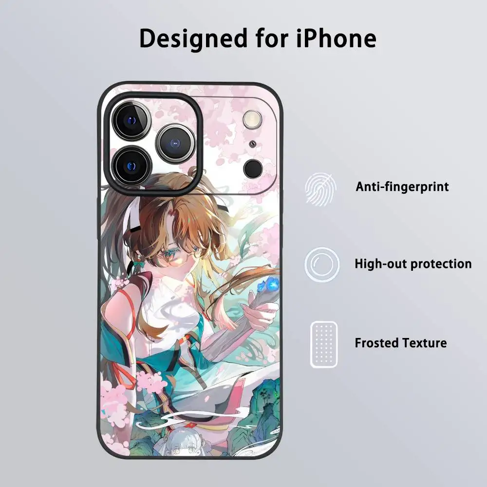 حافظة هاتف Zhezhi Wuthering Waves لهاتف آيفون 17 16 15 14 13 12 11 Pro Max Plus Mini Black Frosted Soft Shell Funda #5