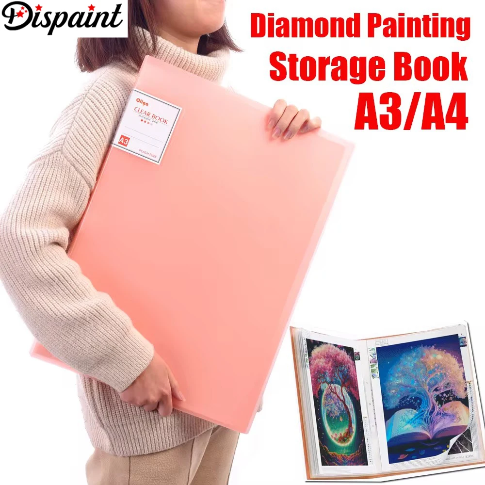 Dispaint-Livre de Rangement pour Peinture Diamant, Format A3/A4, avec 30 Pochettes Transparentes, à Gauche Sécurisée, Affiche vos emouvres d'Art
