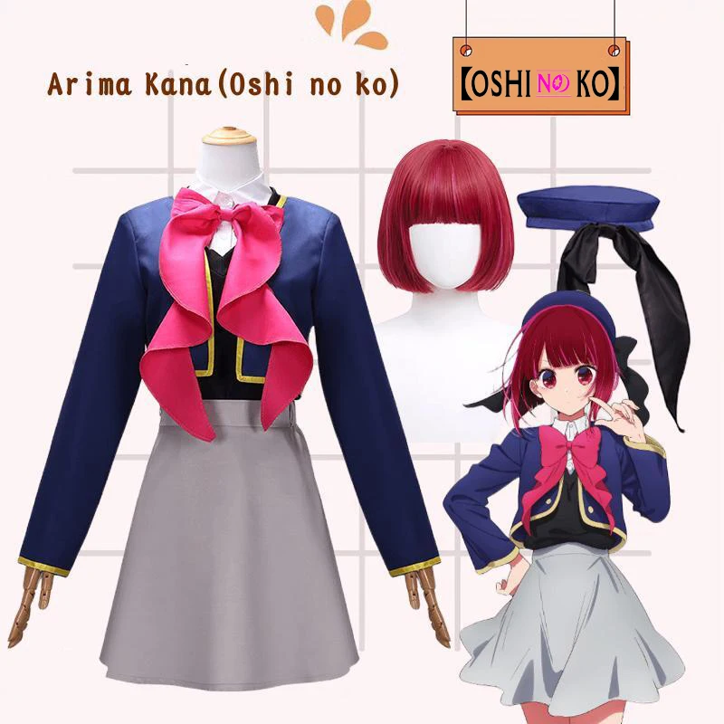 Arima Kana Oshi não Ko Cosplay feminino, uniforme escolar JK, roupas de Halloween, saia e peruca, trajes de carnaval