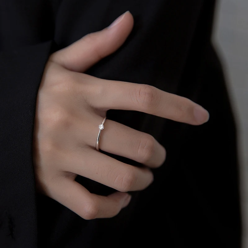 Modian Classic Tiny Shiny Zircon Stackable Slim Ring for Women Authentic 925 Sterling Silver Simple Ring Fine Jewelry 2020 New