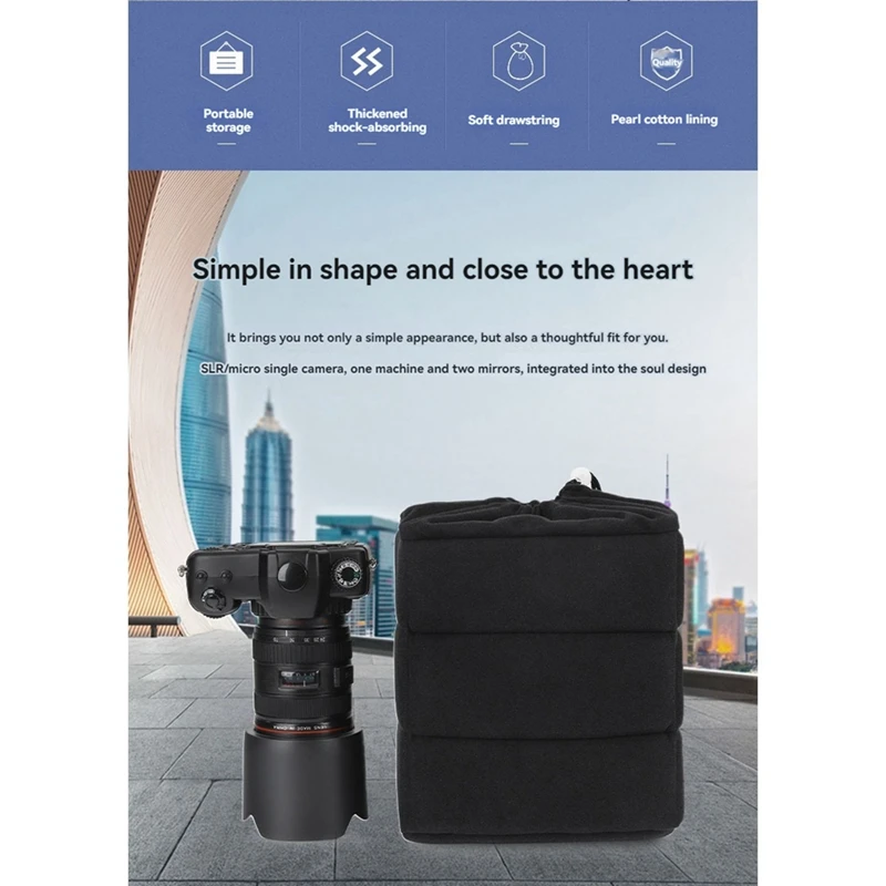 Camera Bag For Nikon Sony Canon Fuji Shockproof Camera Case Insert Bag Portable Velvet Camera Lens Case Soft Bag