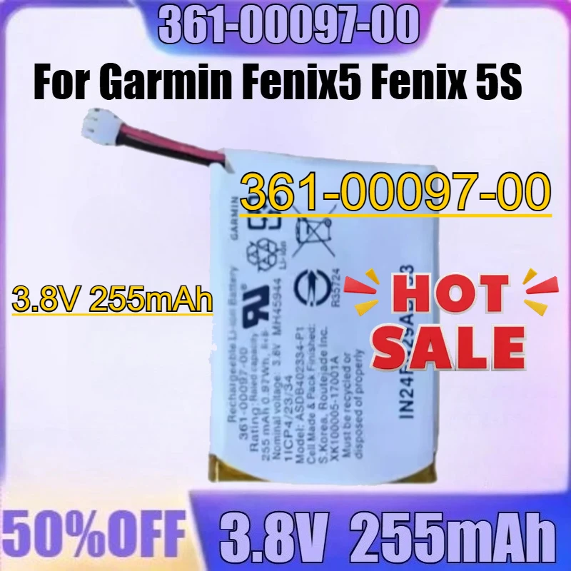 แบตเตอรี่สำหรับนาฬิกาอัจฉริยะ Garmin Fenix5 Fenix 5S Fenix 5 รุ่นใหม่ 361-00097-00 3.8V 255mAh แบตเตอรี่ 361-00097-00
