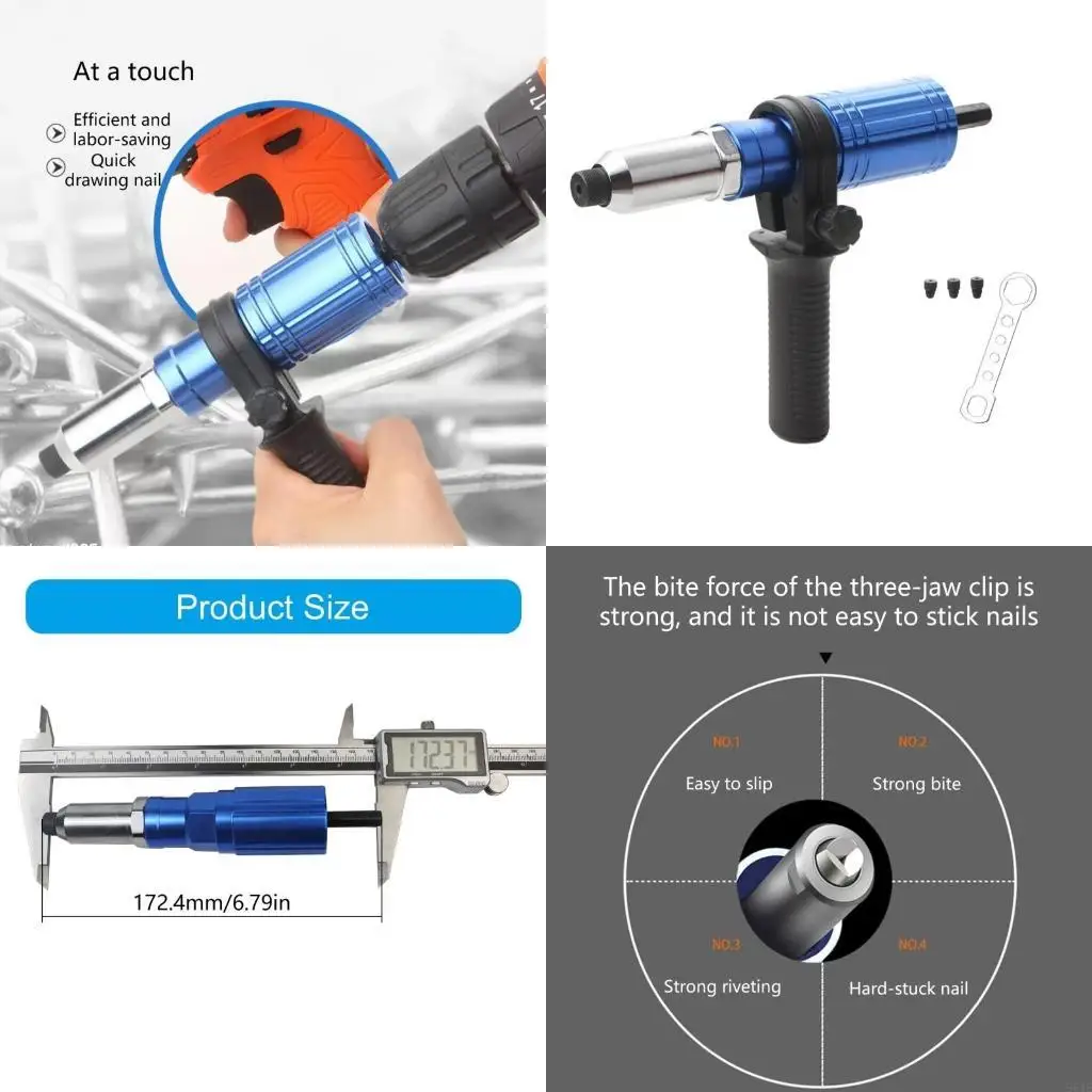 

964E Upgrades Electric Rivets Tool Head set Powerful Drill To Rivets Tool Converter Set