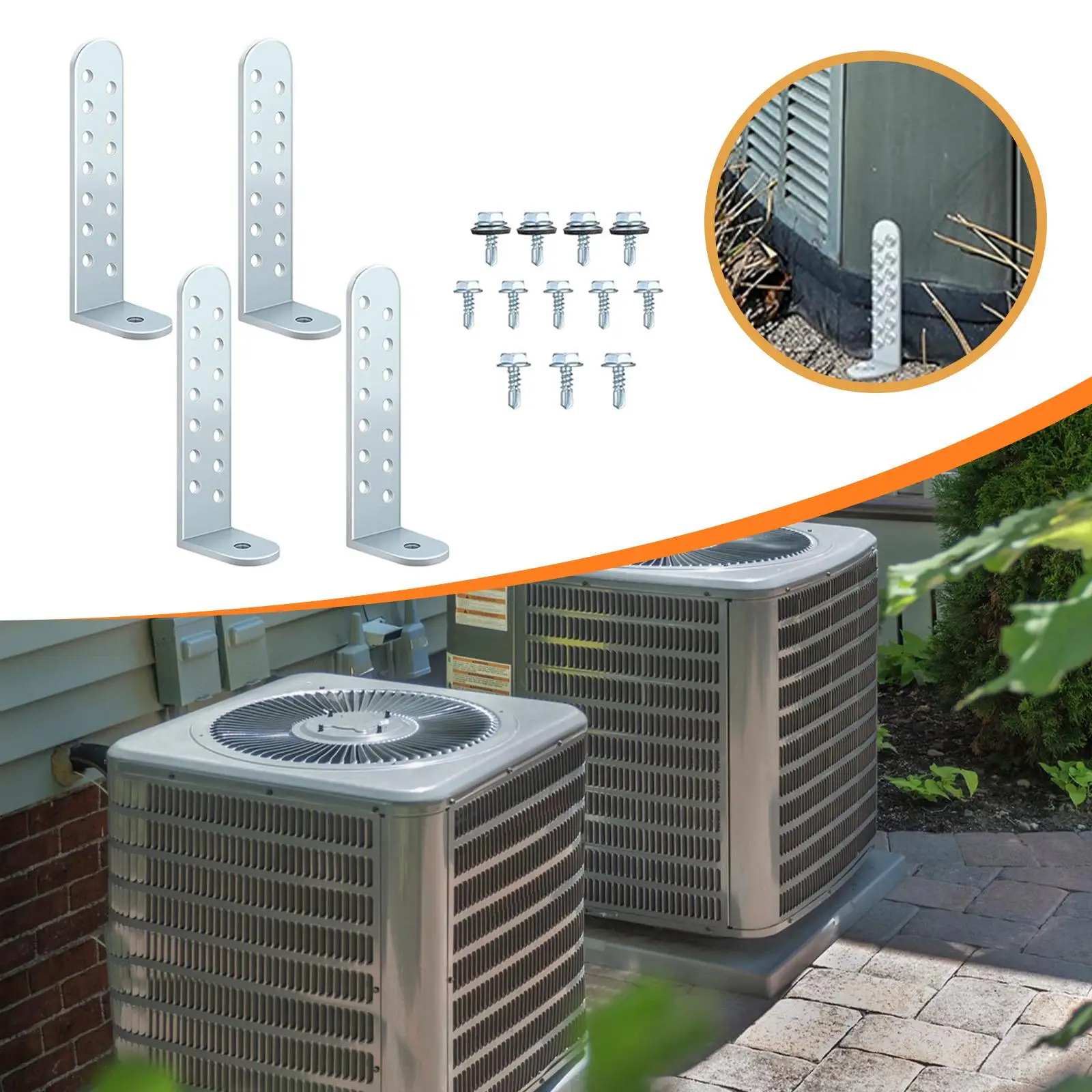 나사가 포함된 허리케인 콘덴서 브래킷 4개, 금속 휴대용 타이 다운 키트