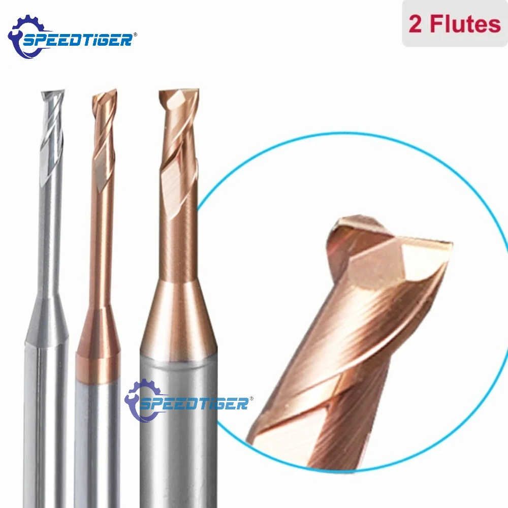 SPEEDTIGER Deep Groove End Mill HRC60/HRC70 MIcro-Diameter Solid carbide Long Clearance Neck CNC Flat Head D1 D1.5 D2 D2.5 D3