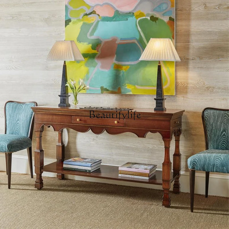 

American solid wood simple light luxury living room entrance storage storage decorative cabinet