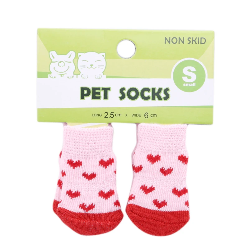 4Pcs/set Pet Dog Socks Anti-Slip Knitted Small Dogs Thick Warm Paw Protector Cute Puppy Cat Indoor Wear Boot Dog Socks