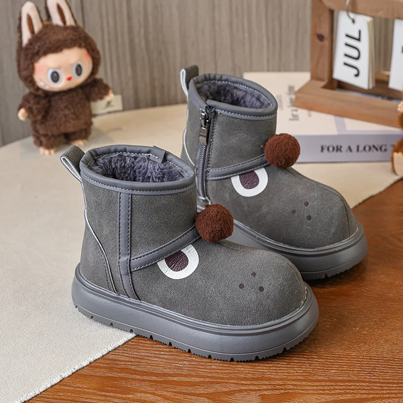بوتاس موهير موضة أحذية الفتيات لطيف 2025 شتاء جديد للأطفال أحذية الثلوج الراحة عدم الانزلاق الفتيات حذاء من الجلد Zapatos De Mujer