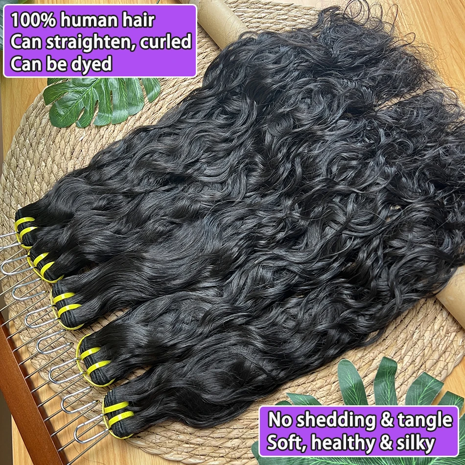 Natural Wave Human Hair Bundles Vietnamese Wavy #1B Natural Black Color Double Weft 100% Raw Virgin Human Hair Weave Extensions