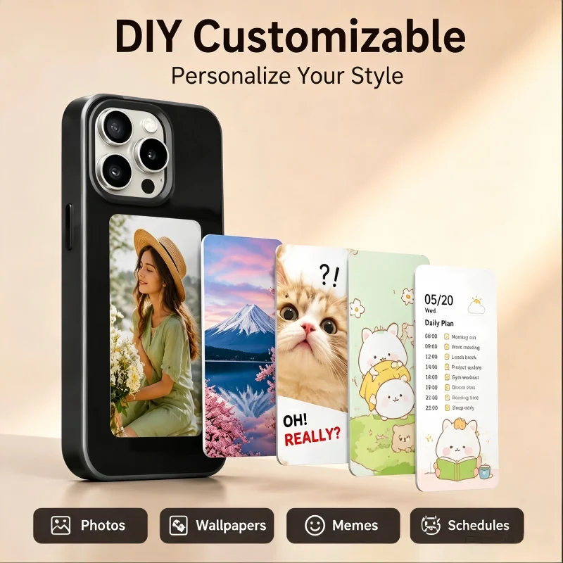 NFC Passive 4 Color E-Ink Display Phone Case For iPhone 15 14 17Pro Max DIY Custom Photo Picture Cover One Tap Change Image Zer view 2